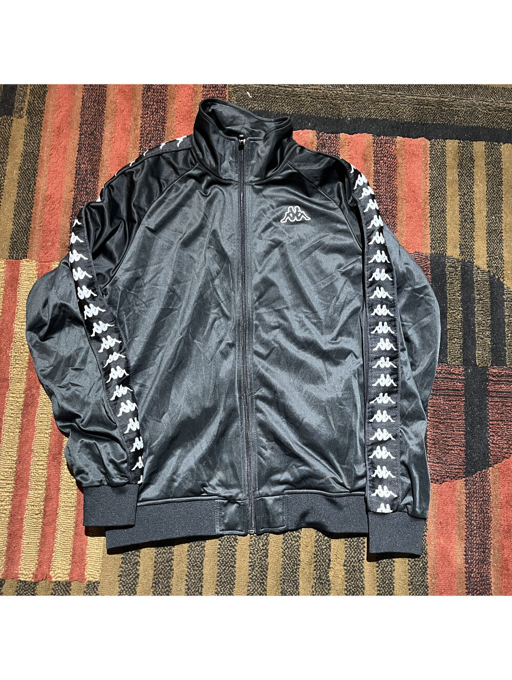 Kappa Black Logo Tape Full Zip Track Jacket L Tags